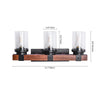 3-Light Metal Wood Wall Sconce Light with Glass Cylinder