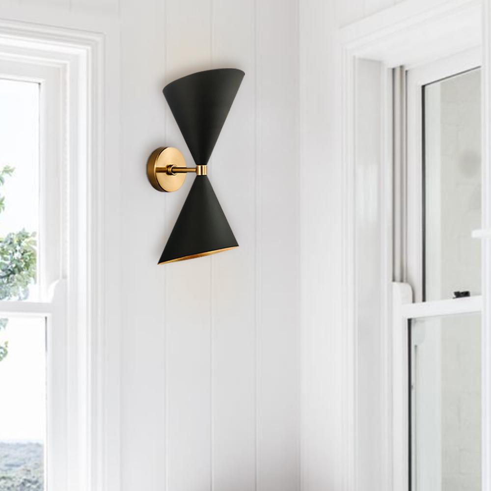 Mid-Century Modern Hourglass Black Mounted Wall Sconce Lighting