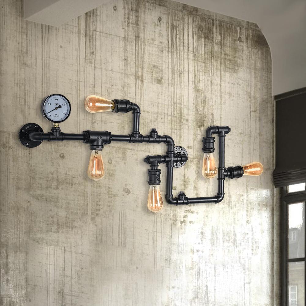 5 Light Water Pipe Steampunk Wall Sconce