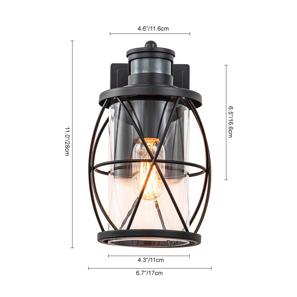 IP20 Lantern Cylinder Glass Cage Outdoor Wall Sconce