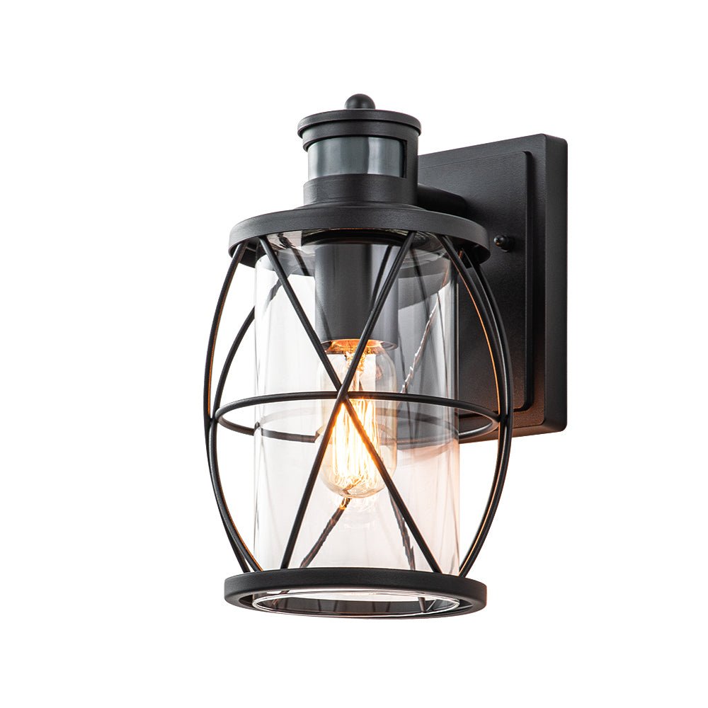 IP20 Lantern Cylinder Glass Cage Outdoor Wall Sconce