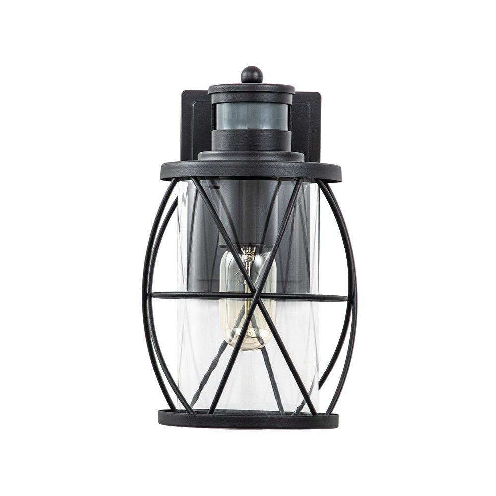 IP20 Lantern Cylinder Glass Cage Outdoor Wall Sconce