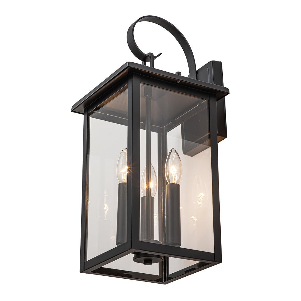 IP23 Clear Glass Lantern Outdoor Wall Sconce