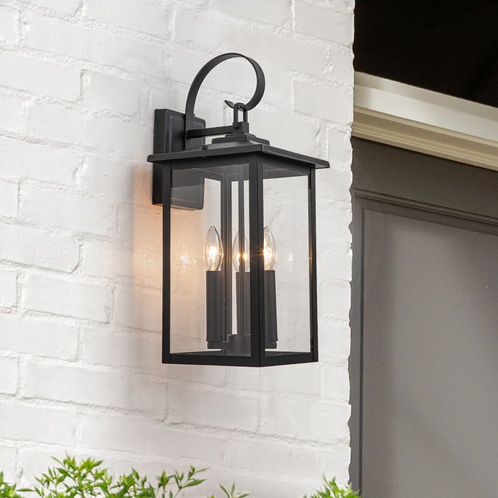 IP23 Clear Glass Lantern Outdoor Wall Sconce