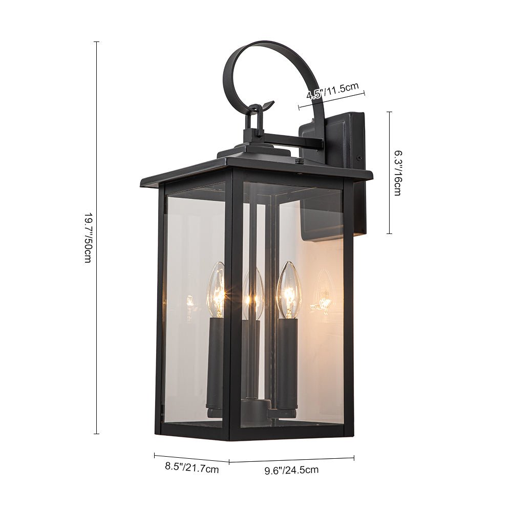 IP23 Clear Glass Lantern Outdoor Wall Sconce