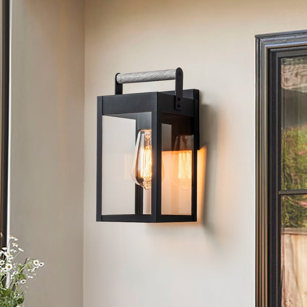 IP43 Lantern Waterproof Glass Outdoor Wall Sconce