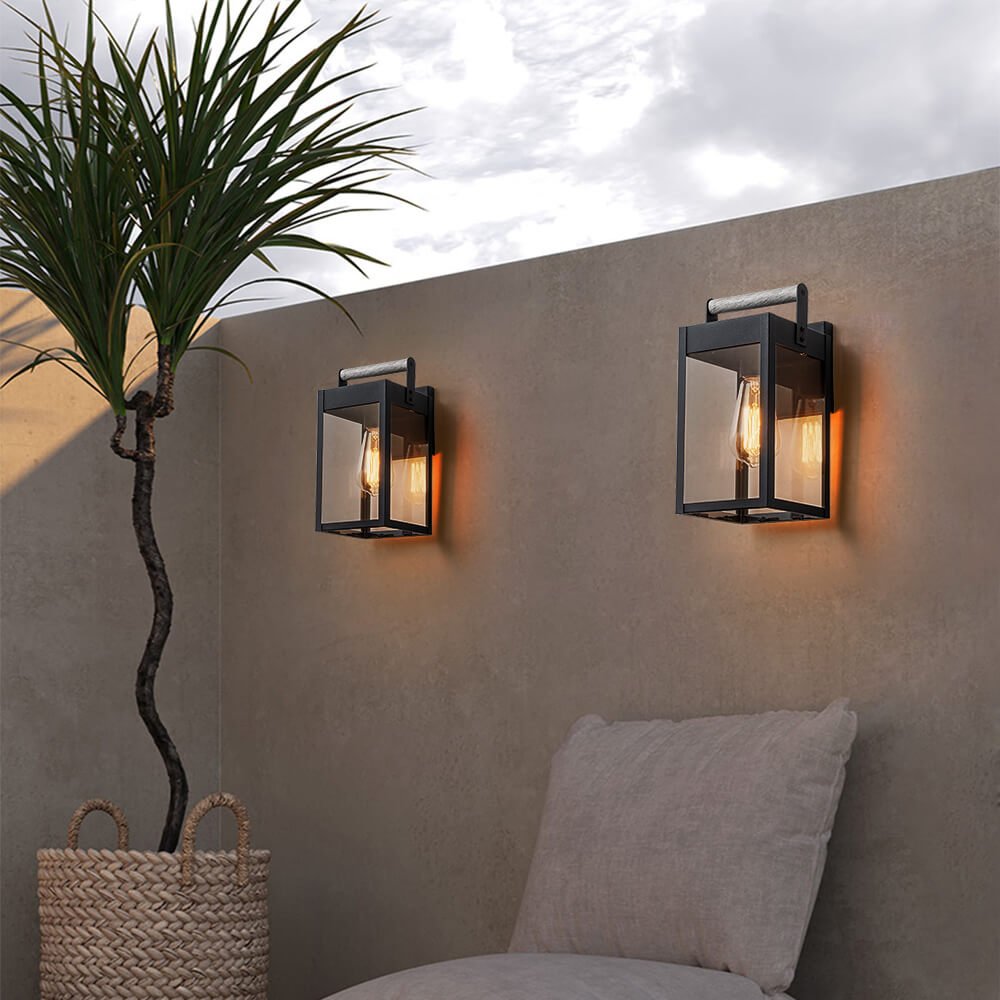 IP43 Lantern Waterproof Glass Outdoor Wall Sconce