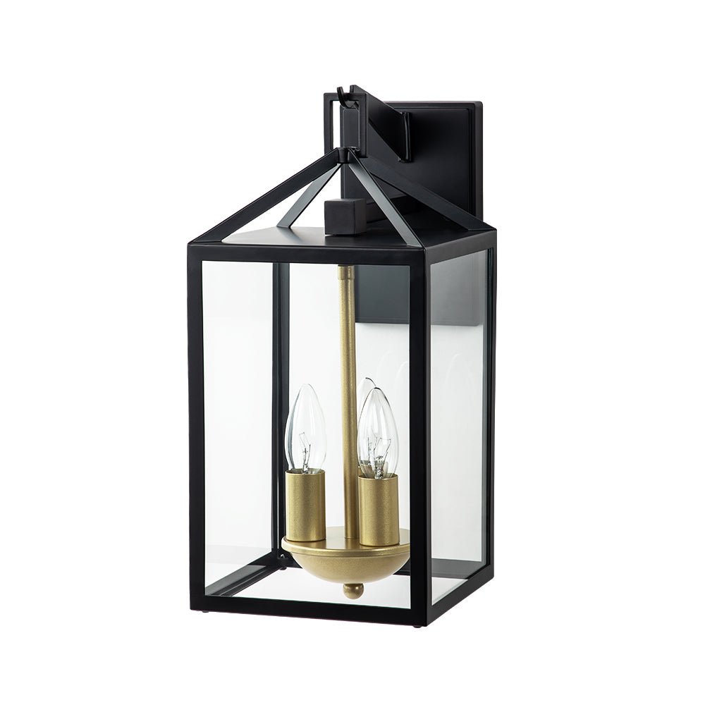 IP54 Clear Glass Rectangle Lantern Outdoor Wall Sconce