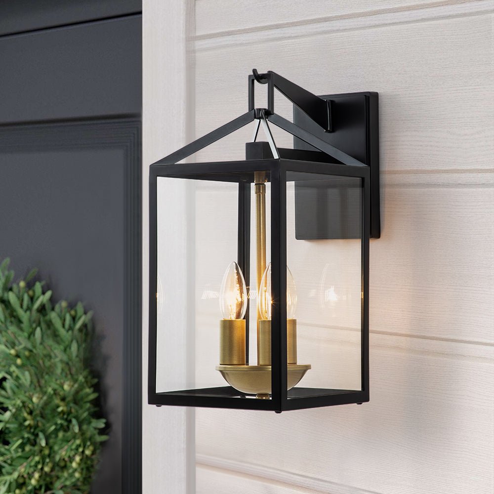 IP54 Clear Glass Rectangle Lantern Outdoor Wall Sconce