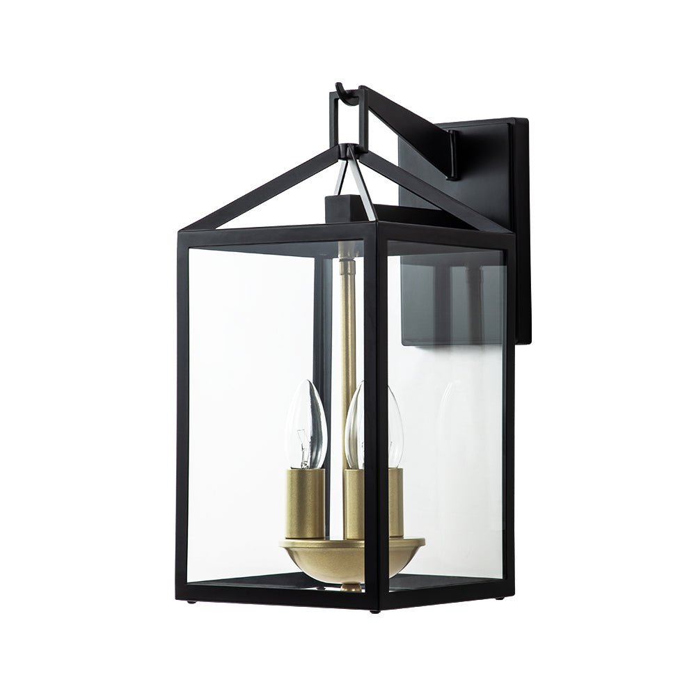 IP54 Clear Glass Rectangle Lantern Outdoor Wall Sconce