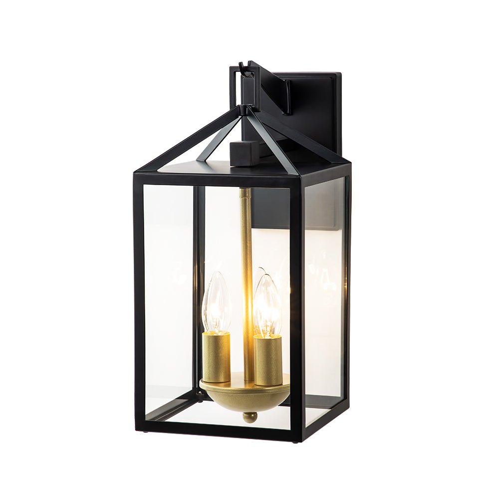 IP54 Clear Glass Rectangle Lantern Outdoor Wall Sconce