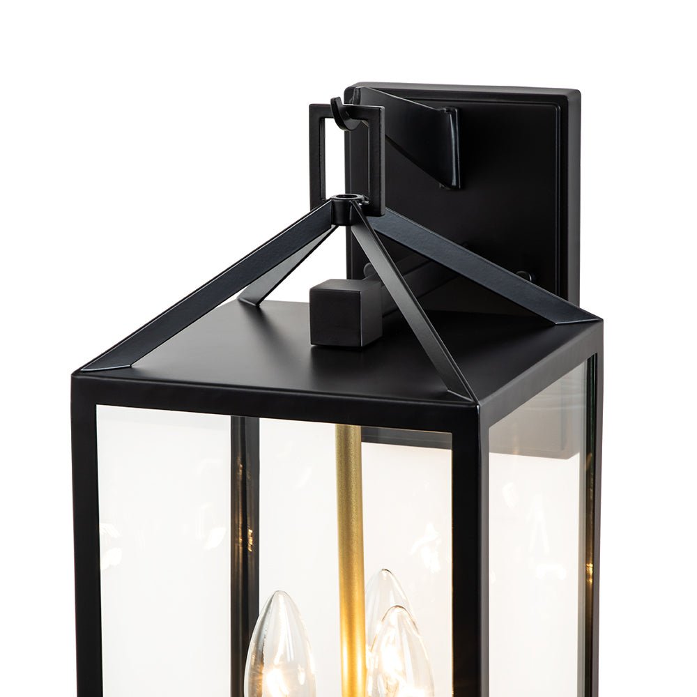 IP54 Clear Glass Rectangle Lantern Outdoor Wall Sconce