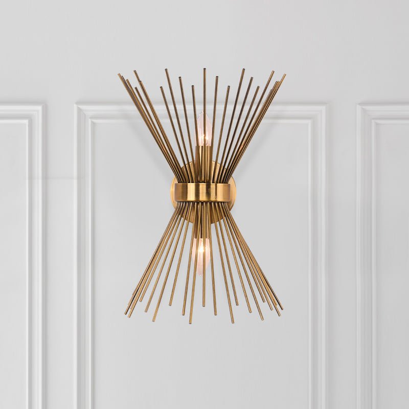 Mid-Century Modern Brass Starburst Wall Sconce Light