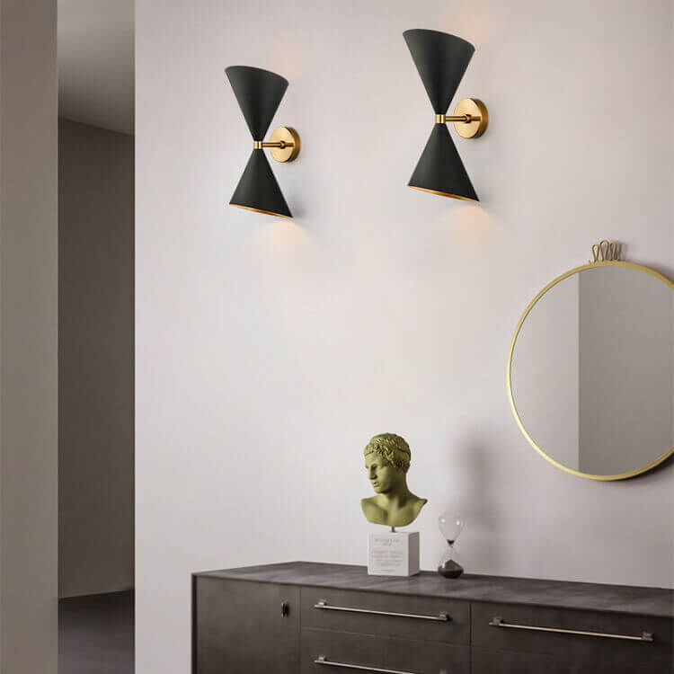 Mid-Century Modern Hourglass Black Mounted Wall Sconce Lighting